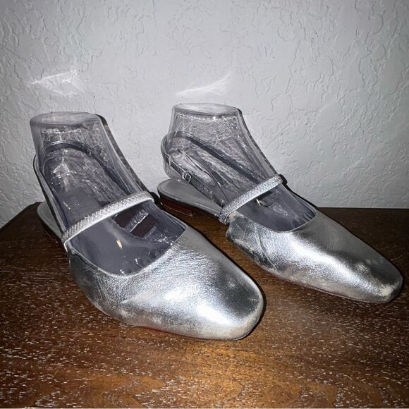 Vince Bernice Metallic Slip On Slingback Flat Shoes - Picture 3 of 16